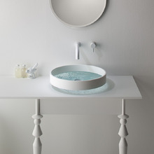 Pebble Motif 504mm Above Counter Basin with Etched Glass Base